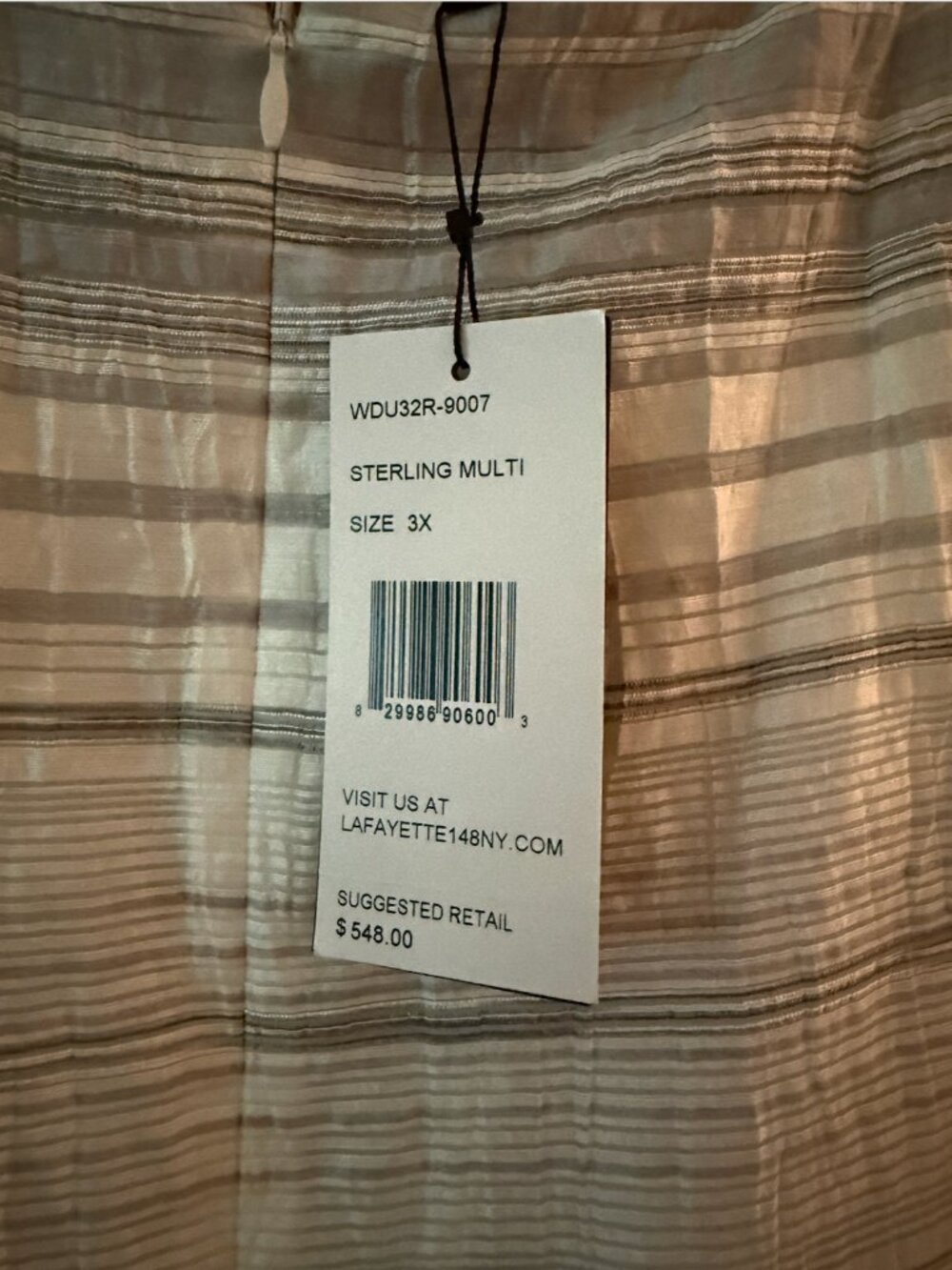 Lafayette 148 striped asymetrical dress linen blend plus sized - Picture 5 of 7